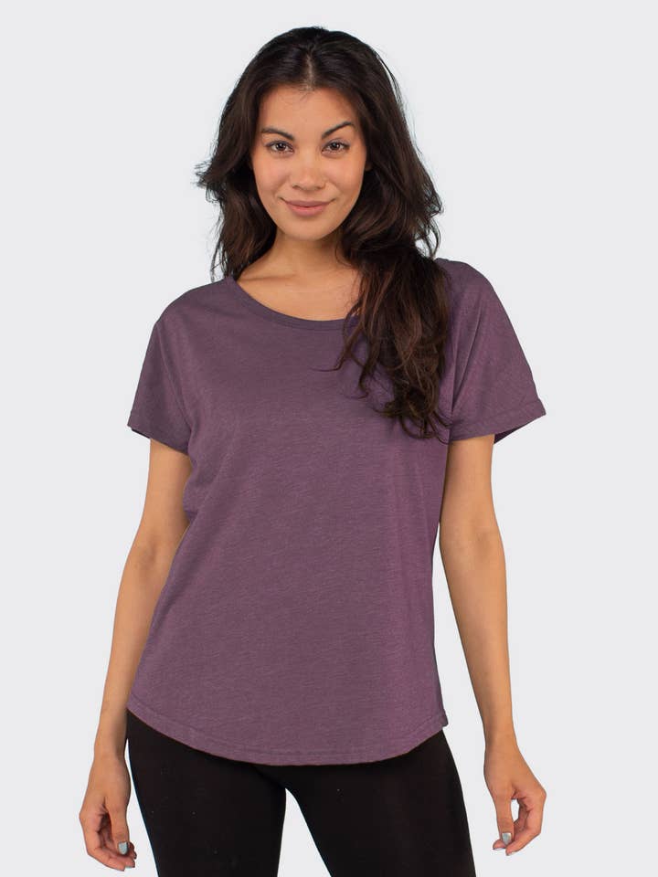 Camiseta holgada reciclada - Eco Plum para venta al por mayor de Soul Flower