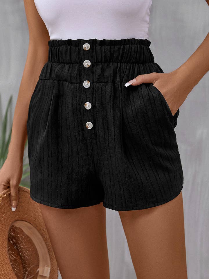 Black Pocketed High Waist Shorts for wholesale on Faire