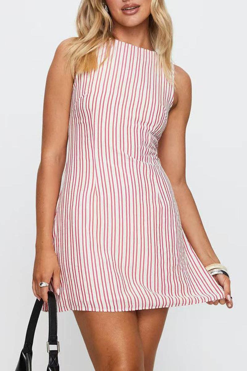Mccolin - Wholesale Dress - Women's - Striped Sleeveless Casual Dress5