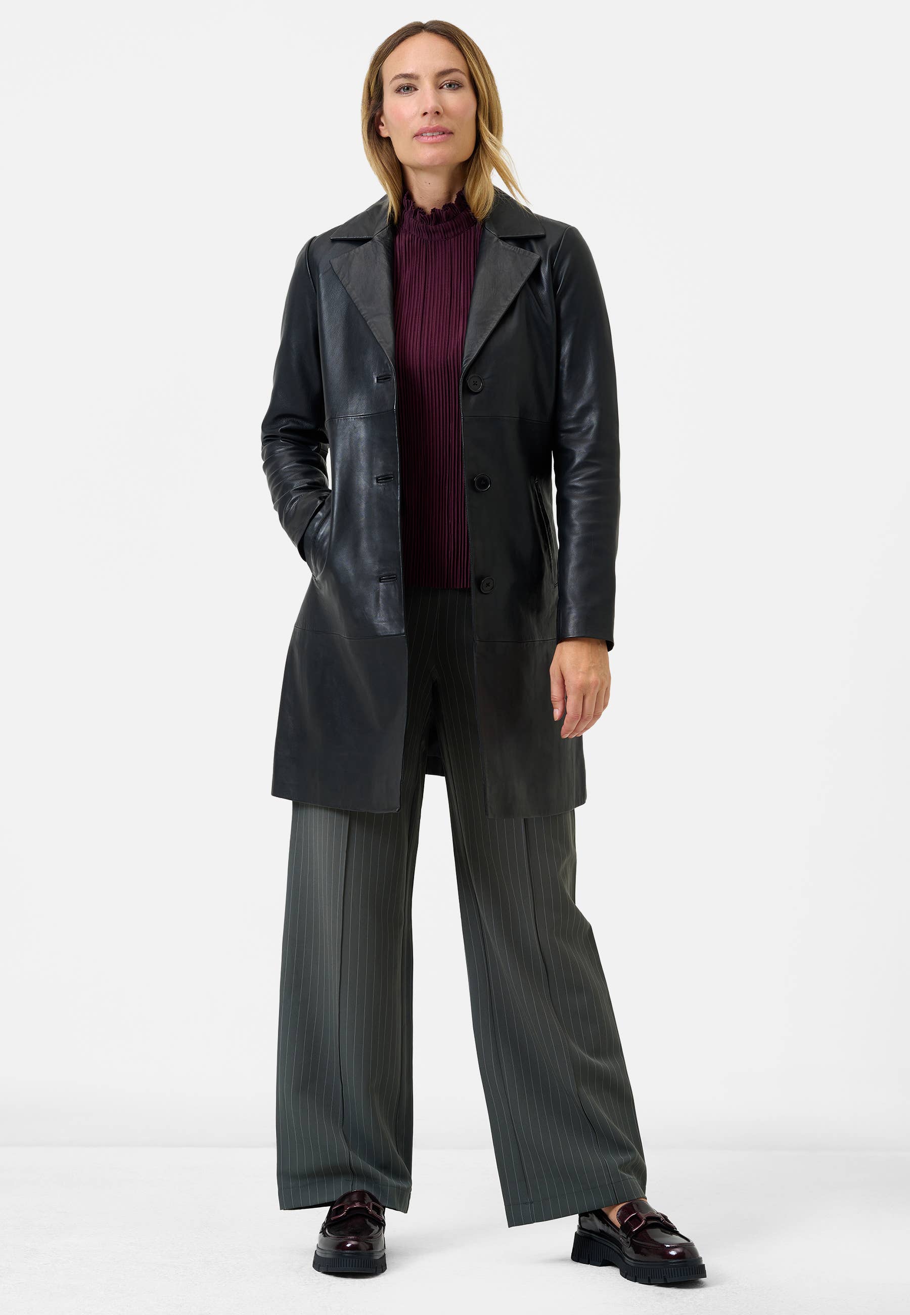 Ricano – Großhandel Mantel - Damen – Klassischer Damen Ledermantel Marzia  - Lamm Nappa Leder7