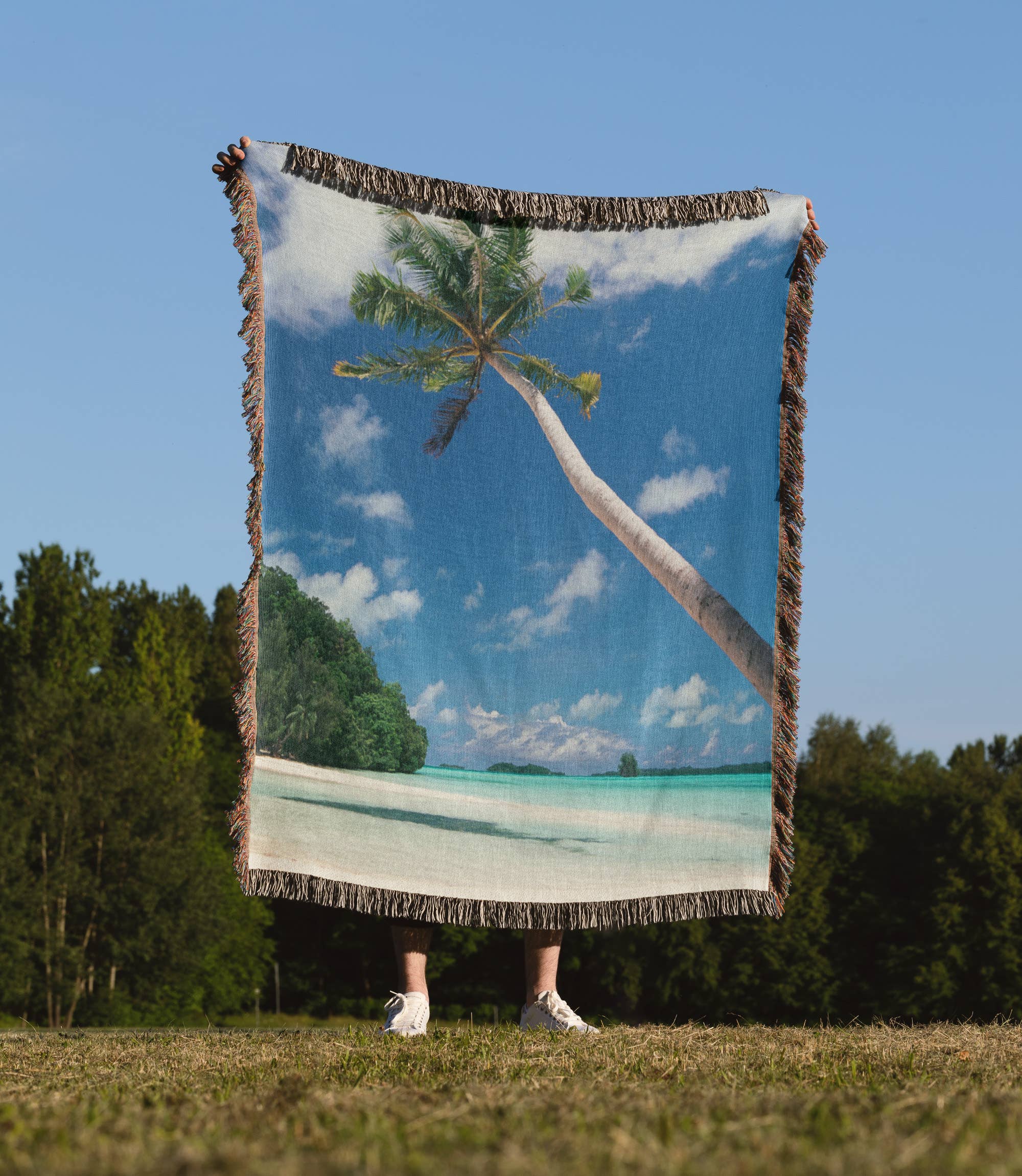3dRose - Wholesale Throw Blanket - 3dRose, Palau, Palm trees along tropical beach, Blanket1