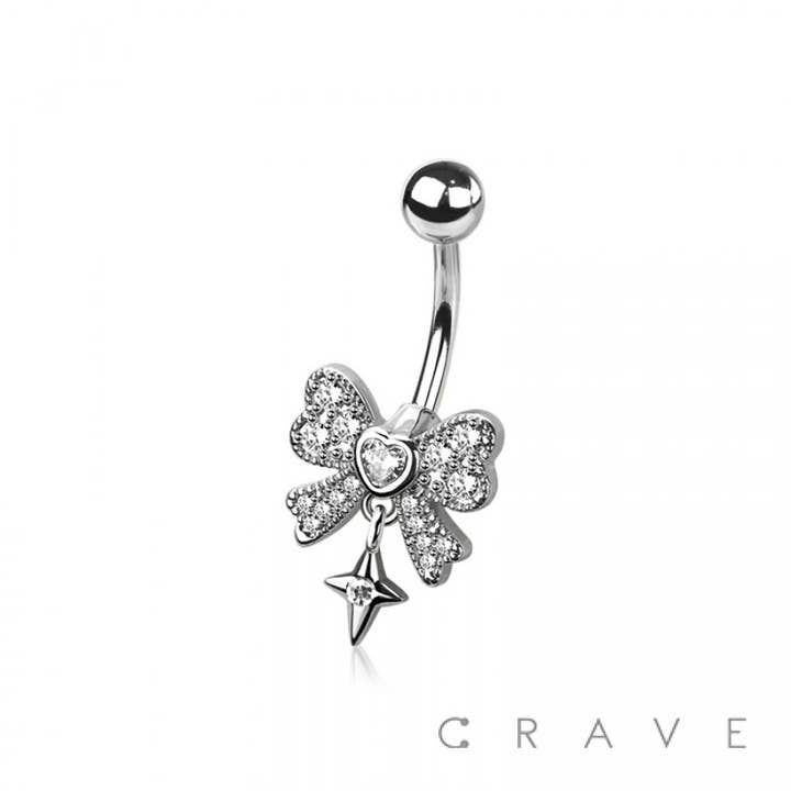 CRAVE BODY JEWELRY - Wholesale Face/body chain - 316L SURGICAL STEEL MULTI CZ RIBBON HEART STAR DANGLE BELLY4