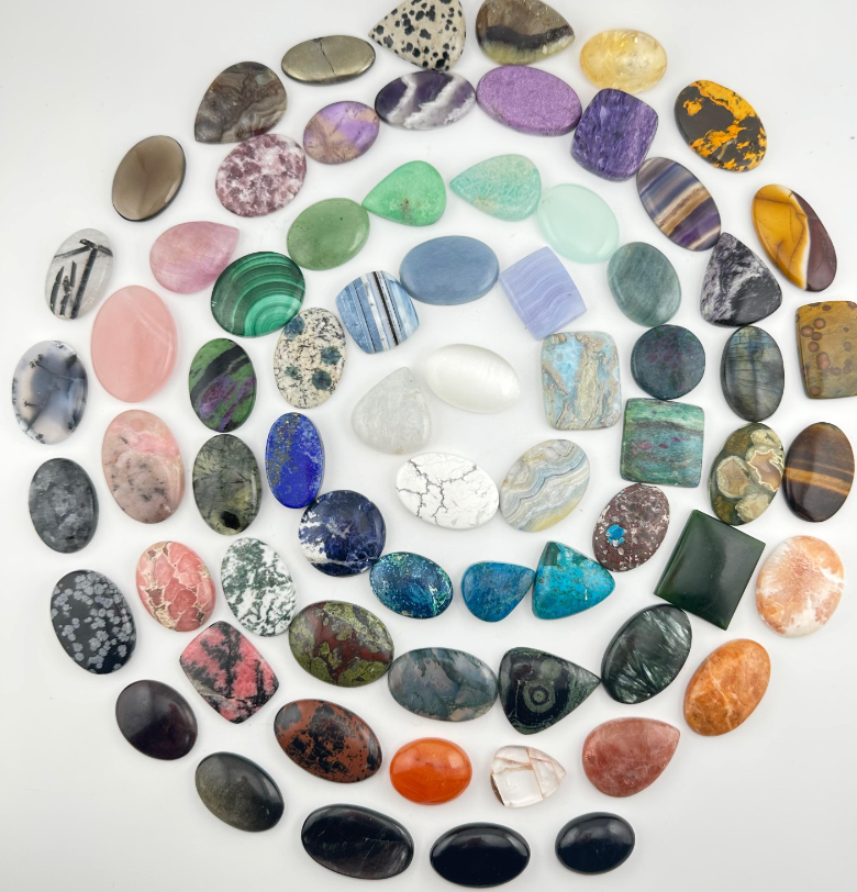 Moon Mountain Gems - Wholesale Spiritual Stone/Crystal - 25g Gemstone Cabochons, Natural Crystal Cabochon, Gemstone Cabochon, Cabochon for Jewelry Making, 100 Cabochons to Choose From, Listing #18