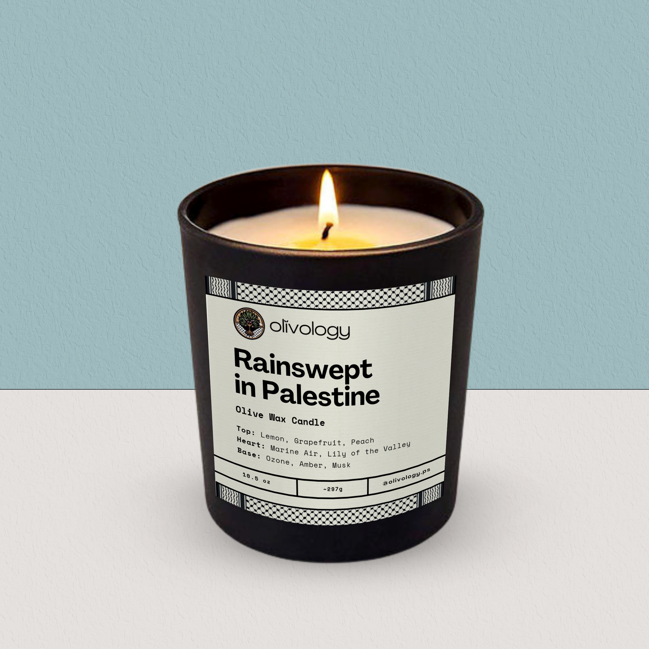 Olivology - Venta al por mayor Velas en tarros - Vela artesanal de cera de oliva Rainswept in Palestine (300 g)3