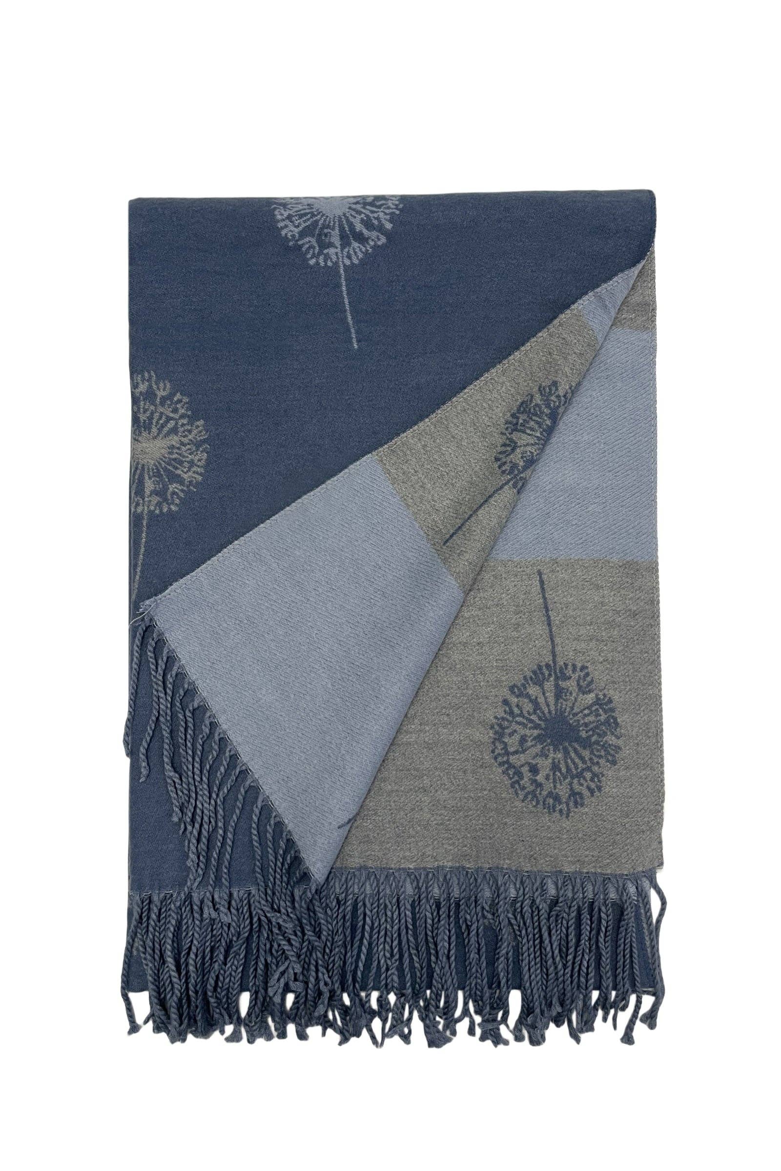 Fashion Scarf World – wholesale Scarf – Women's – Dandelion Print With Reversible Stripe Tassel Scarf9