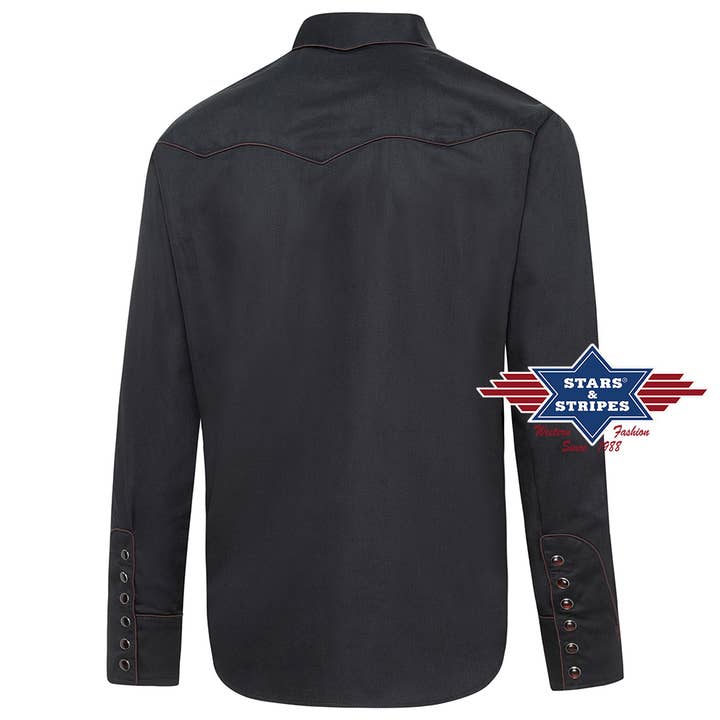 Stars & Stripes® - Vendita all'ingrosso Camicia button down - Uomo - Camicia western Jack Black con piping a contrasto2