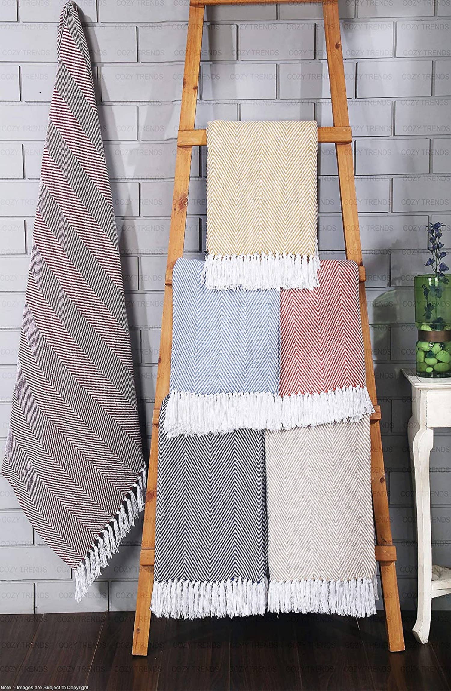 COZY HOMES COLLECTION - Wholesale Throw Blanket - Handwoven Cotton All Season Throw Blankets Chevron Set of 214