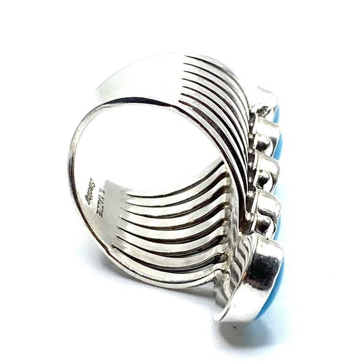 Native City Jewelry - Wholesale Cocktail/Statement Ring - Native American Sterling Navajo Handmade Sleeping Beauty Turquoise Ring Size 6