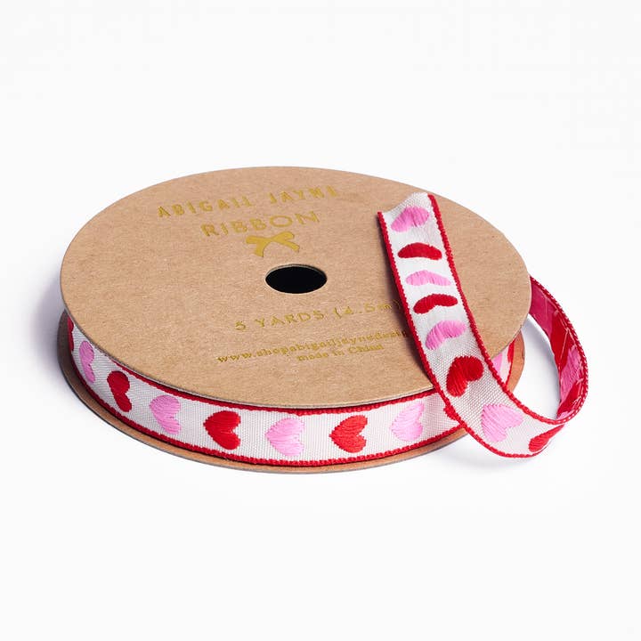 Hearts Woven Ribbon || Valentine's Day Ribbon for wholesale by Abigail Jayne Design