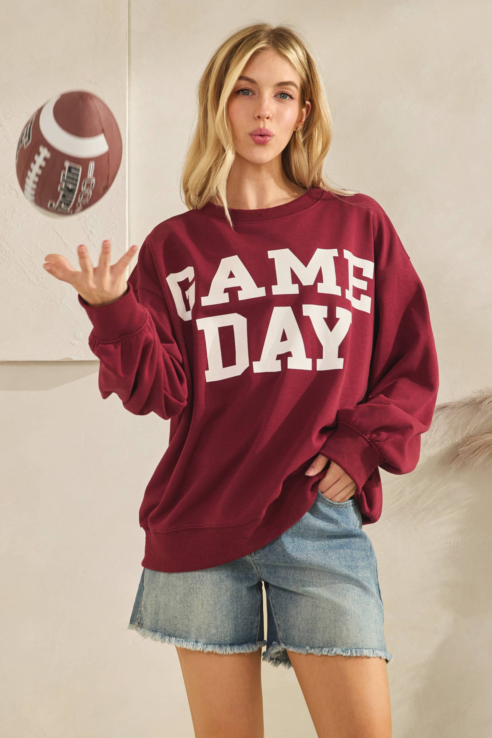 Sewn and Seen - Wholesale Graphic Sweatshirt - Women's - Bold Varsity Game Day Sweatshirt3