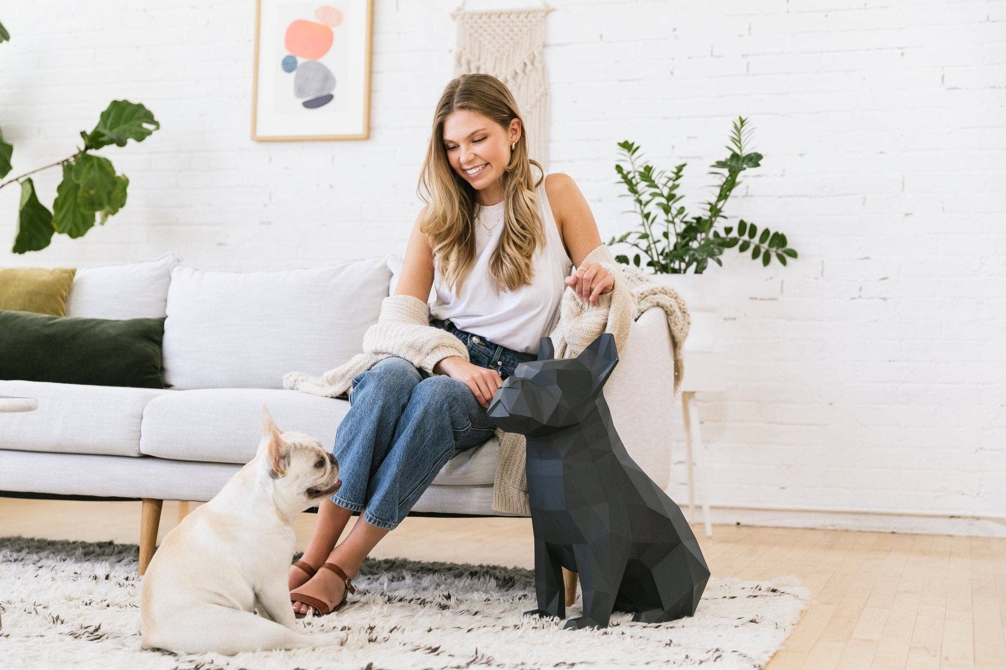 Abstract Home Art - Wholesale Decorative Tabletop Object - Max - French Bulldog - BK /Home Decor, Storage Bin, Trashcan4