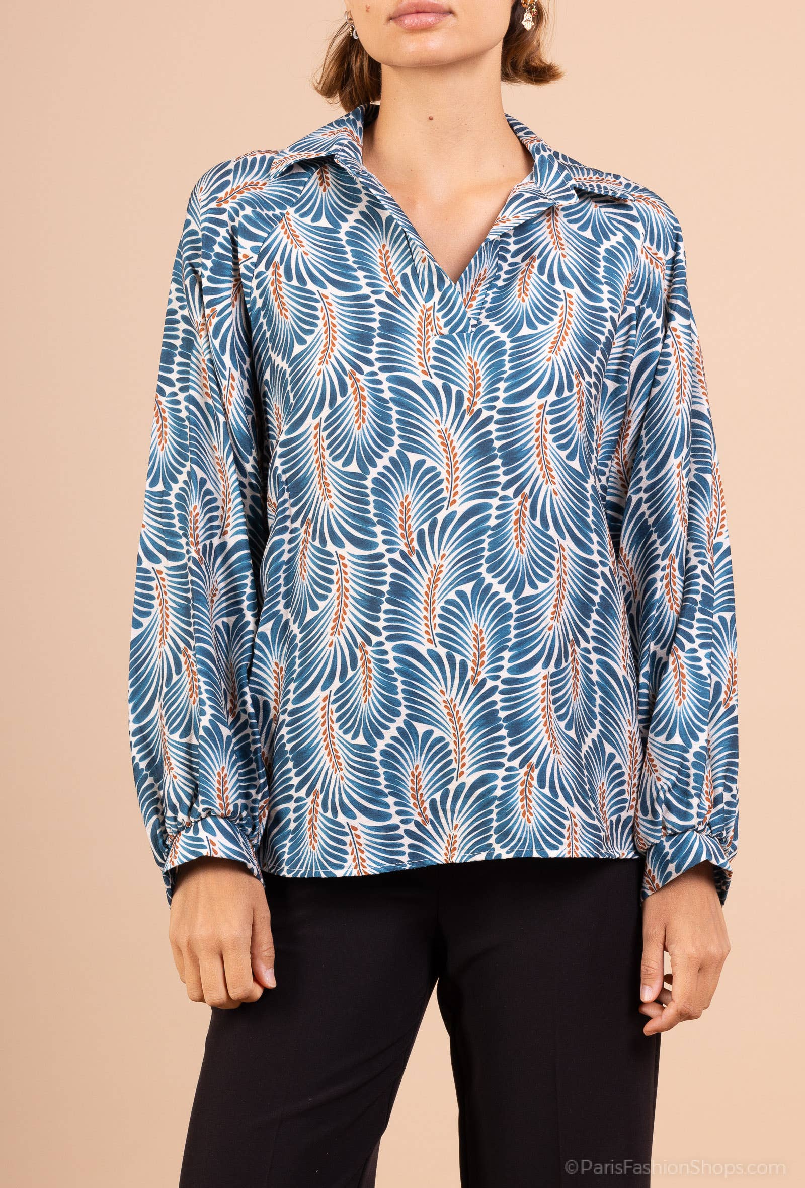 Mimi & Gogo - Wholesale Button Down Shirt - Women's - Printed Blouse @60052_BsImprime12