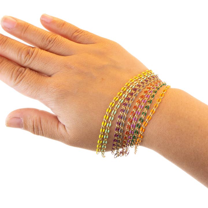 Jewel Pledge - Wholesale Craft Supplies - Gold Enamel Oval Link Chain for Jewelry Making CHG1037-011