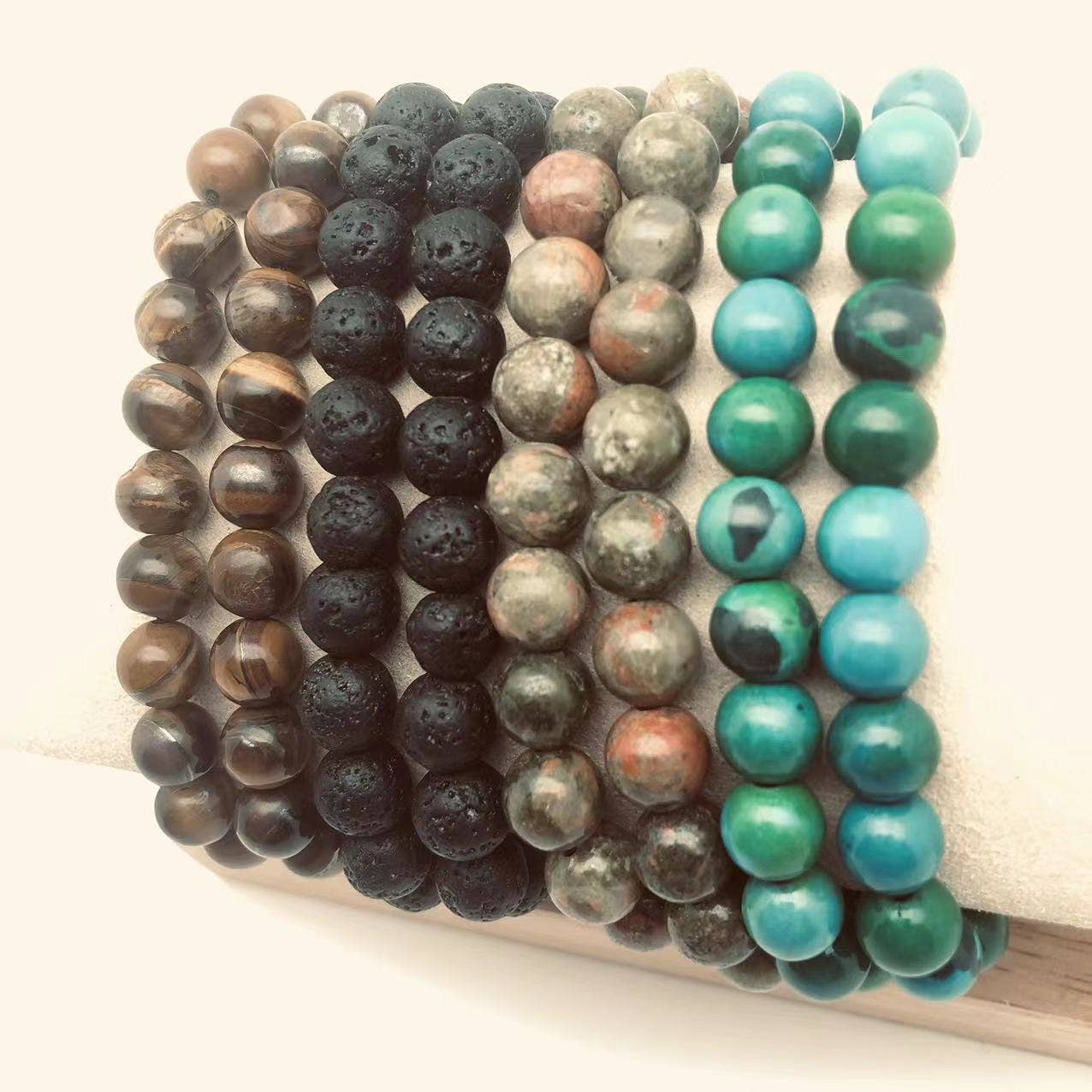 Mio Queena - Wholesale Beaded Bracelet - 8MM Elastic Natural Stone Bracelets - CS25