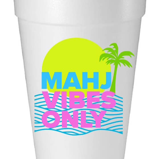 “MAHJ VIBES ONLY” FOAM CUPS for wholesale by Mahji Mamas
