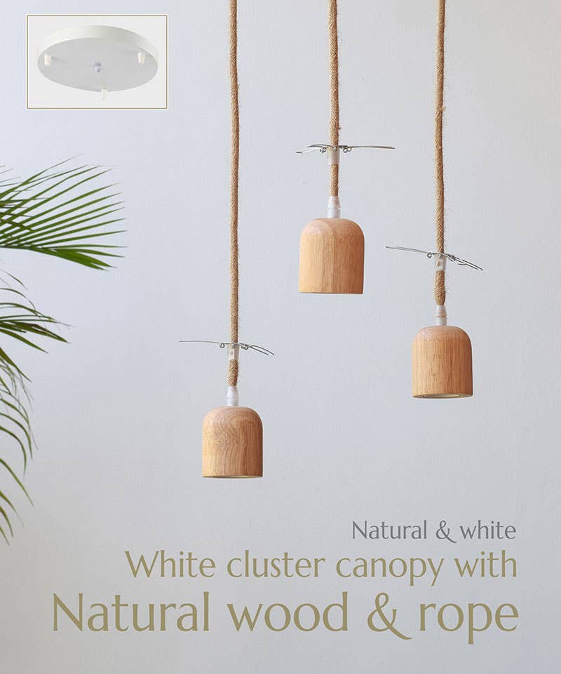 Lanna Passa - Wholesale Chandelier/Hanging Light - Wood & Rope Bamboo Pendant Light Set - Triple Cluster Canopy4