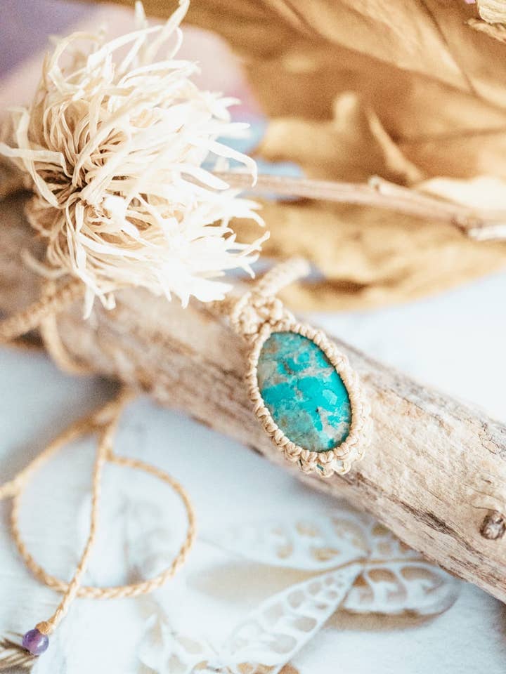 Chrysocolla Pendant with Moonstone Beads (Oval Shape) for wholesale by Meelah Collections