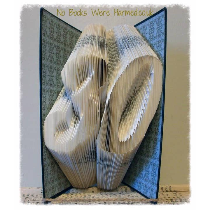 No Books Were Harmed.co.uk - Wholesale Sculpture - Milestone Numbers Hand Folded Book Art Sculpture Gift3