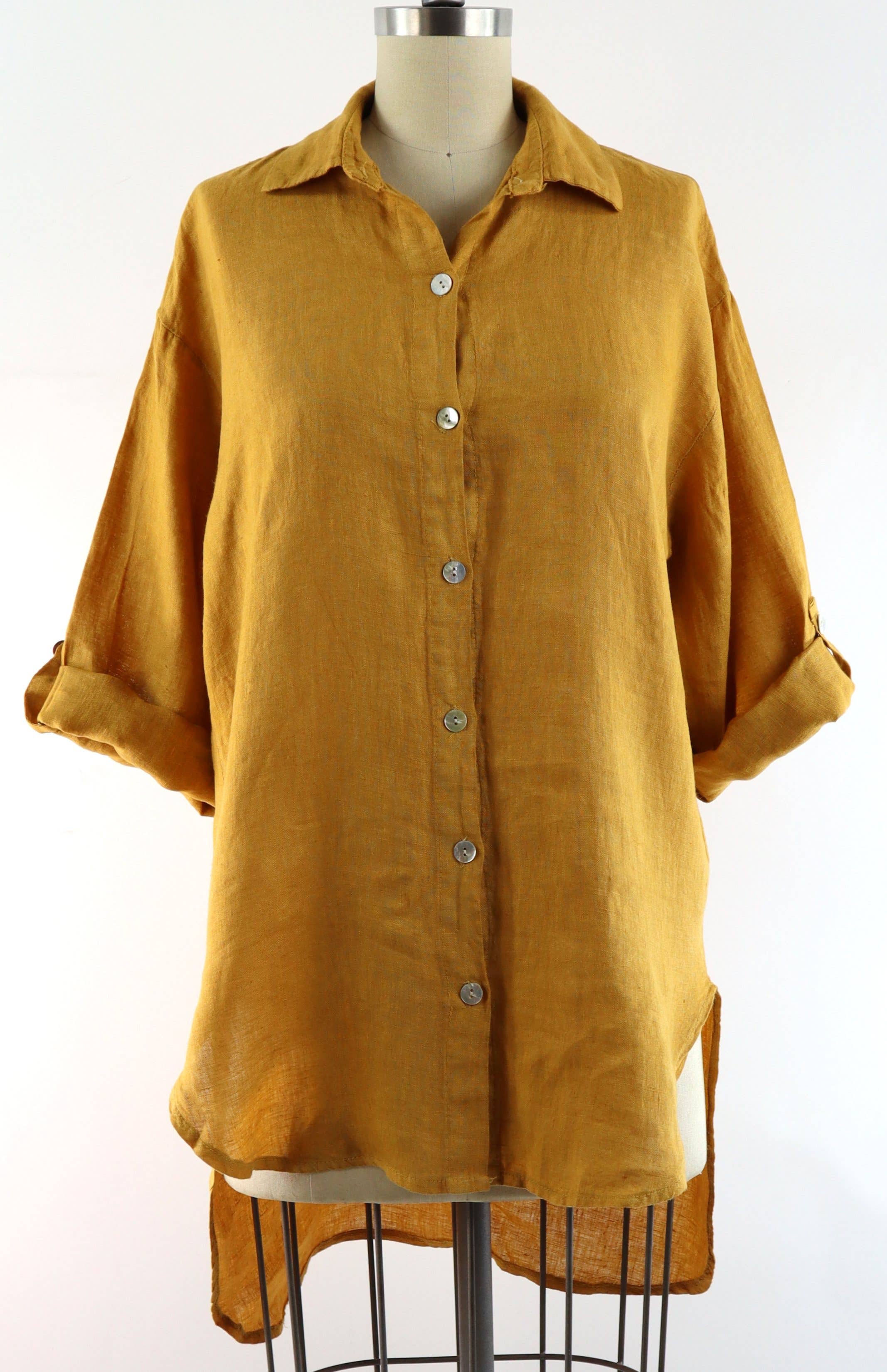 LINEN AND GAUZE - Vente Tunique – femme - 3348 - Blouse ample en lin Hi Low 9 couleurs23
