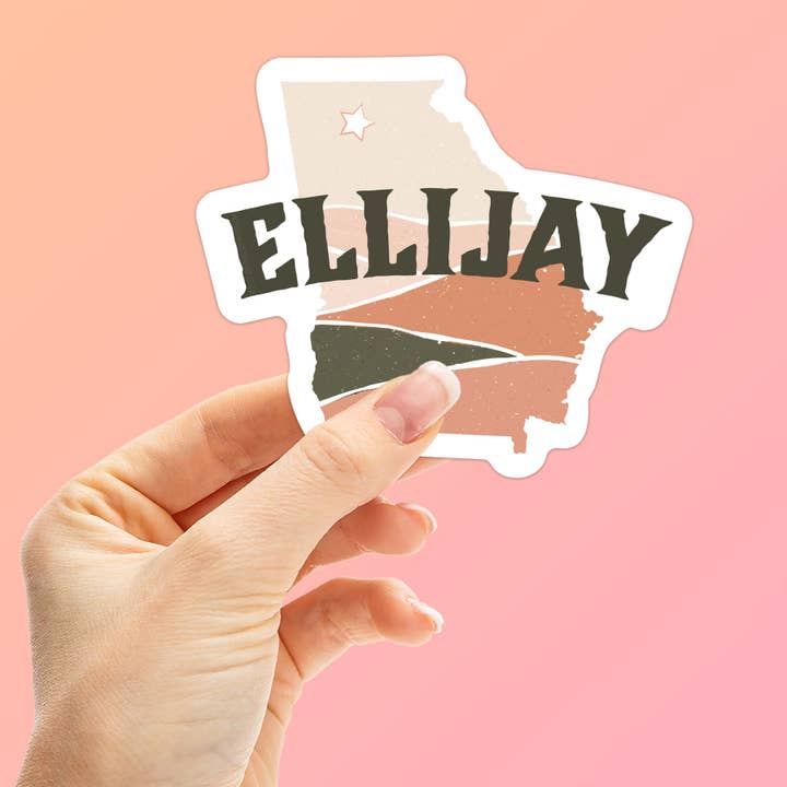 Pink Ellijay GA Bumper Sticker, North Georgia Mountain Decal for wholesale by Sentinel Supply