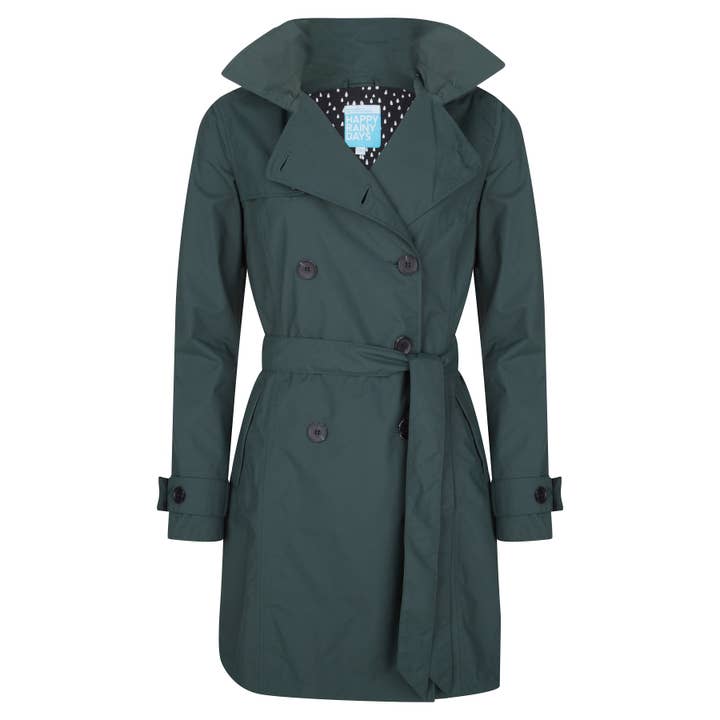 Happy Rainy Days – wholesale Trenchcoat - Dam – Dam Trenchcoat - Mörkgrön