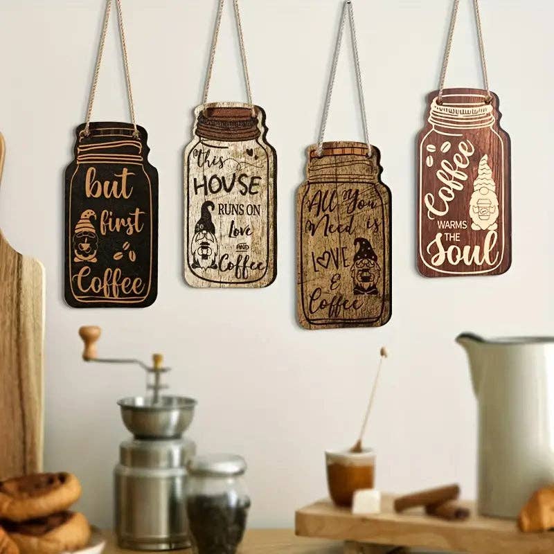Huis Van Merken - Wholesale Sign - 4pcs Wooden Coffee Hanging Sign0