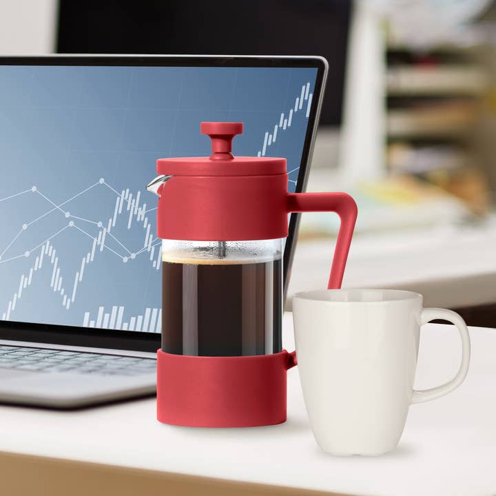 Oggi - Vendita all'ingrosso Caffettiere French press - Caffettiera a stantuffo 3 tazze (350 ml, 12 oz) Rossa3