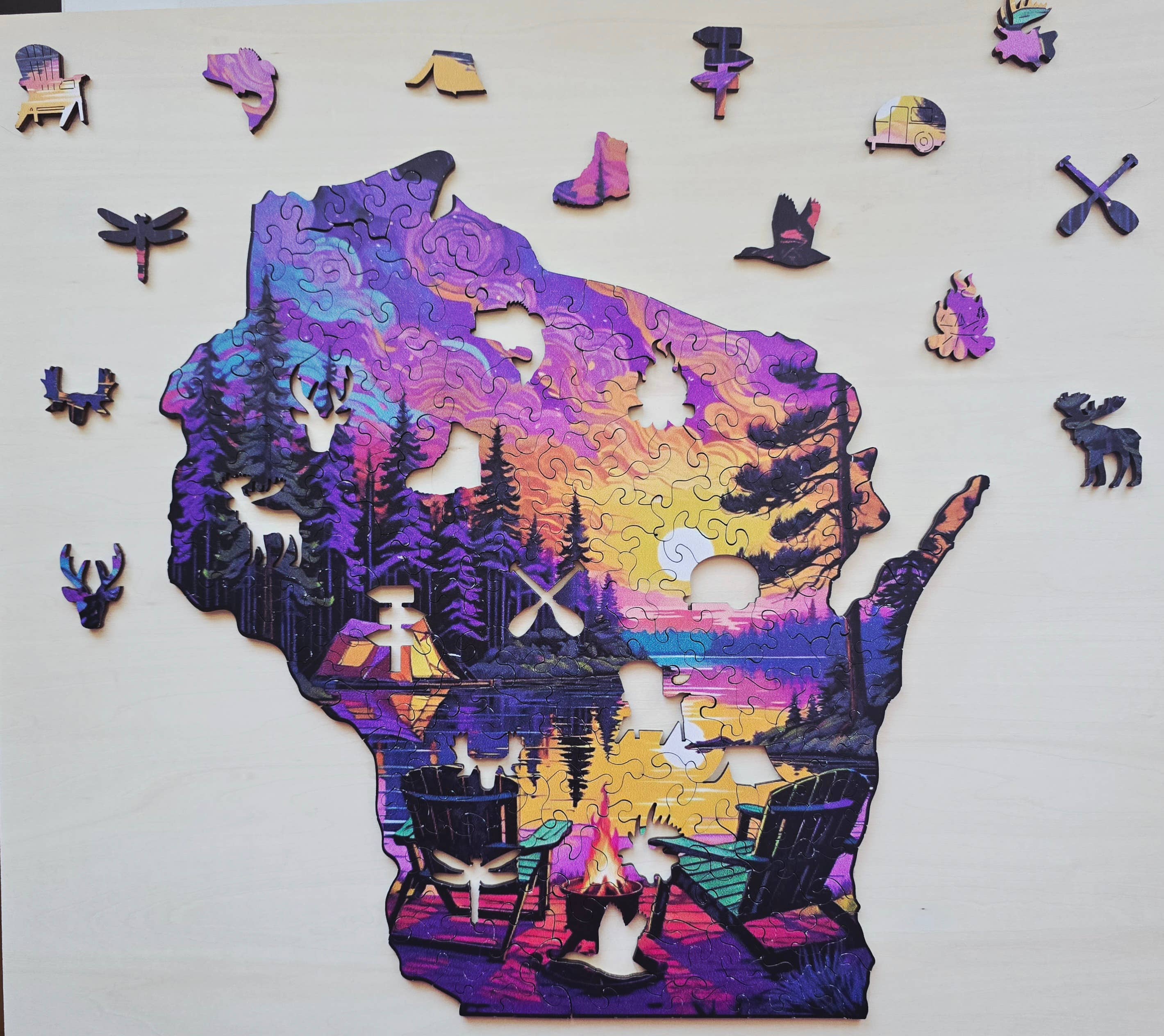 Art Factory LLC - Wholesale Puzzle - Adult - Wisconsin state wooden puzzle5