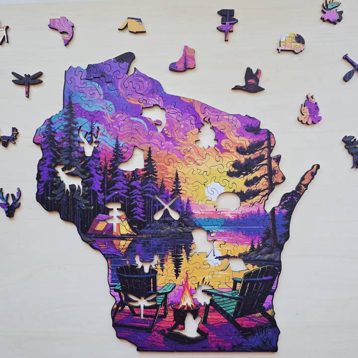 Art Factory LLC - Wholesale Puzzle - Adult - Wisconsin state wooden puzzle5