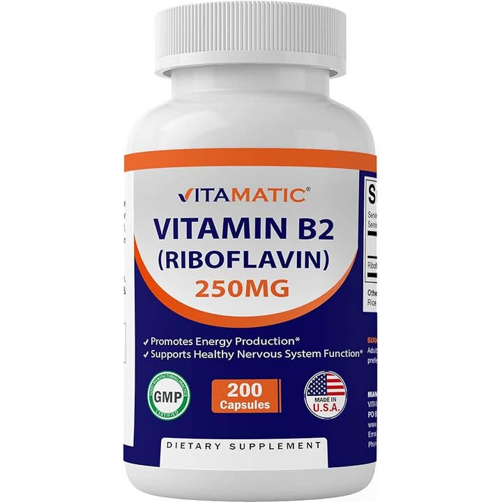 Vitamatic - Wholesale Oral Supplement/Vitamin - Vitamatic | Vitamin B2 (Riboflavin) 250 mg | 200 Capsules