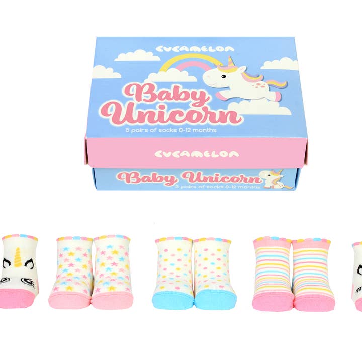 BABY UNICORN - 5 pairs of baby socks | Gift box | Cucamelon for wholesale by Sock Academy