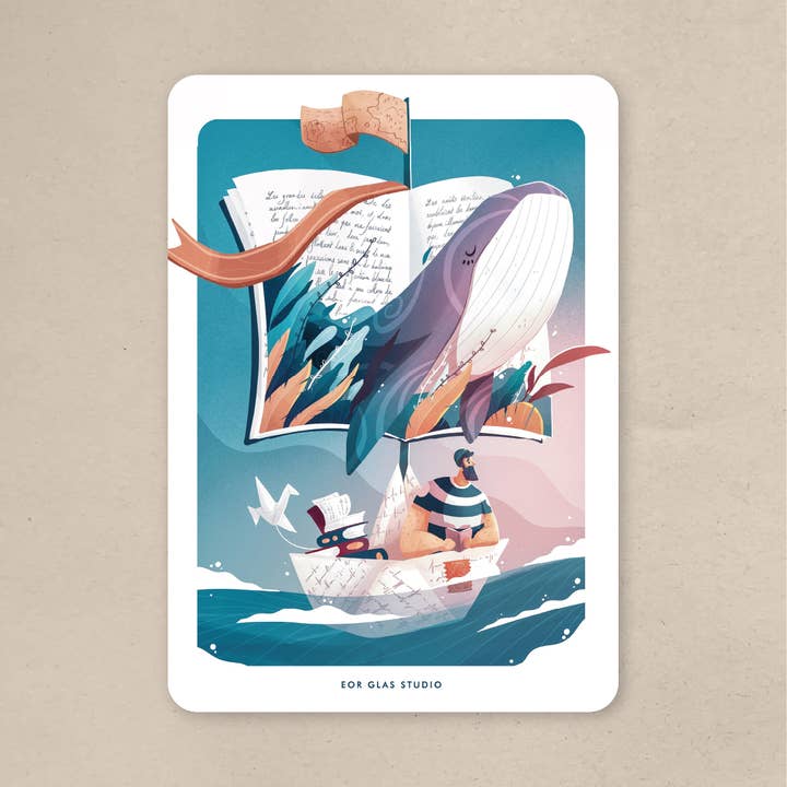 Literarische Überfahrt - Postkarte für den Großhandel von EOR GLAS STUDIO