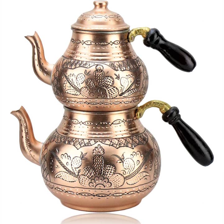 Rose And Flower Carved Handmade Copper Tea Pot for wholesale by FairTurk