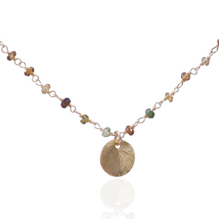 Venda por grosso: Gemstone Collection Gemas Vermeil em Ouro 18K com Colar Disco por atacado de ABW Designs LLC