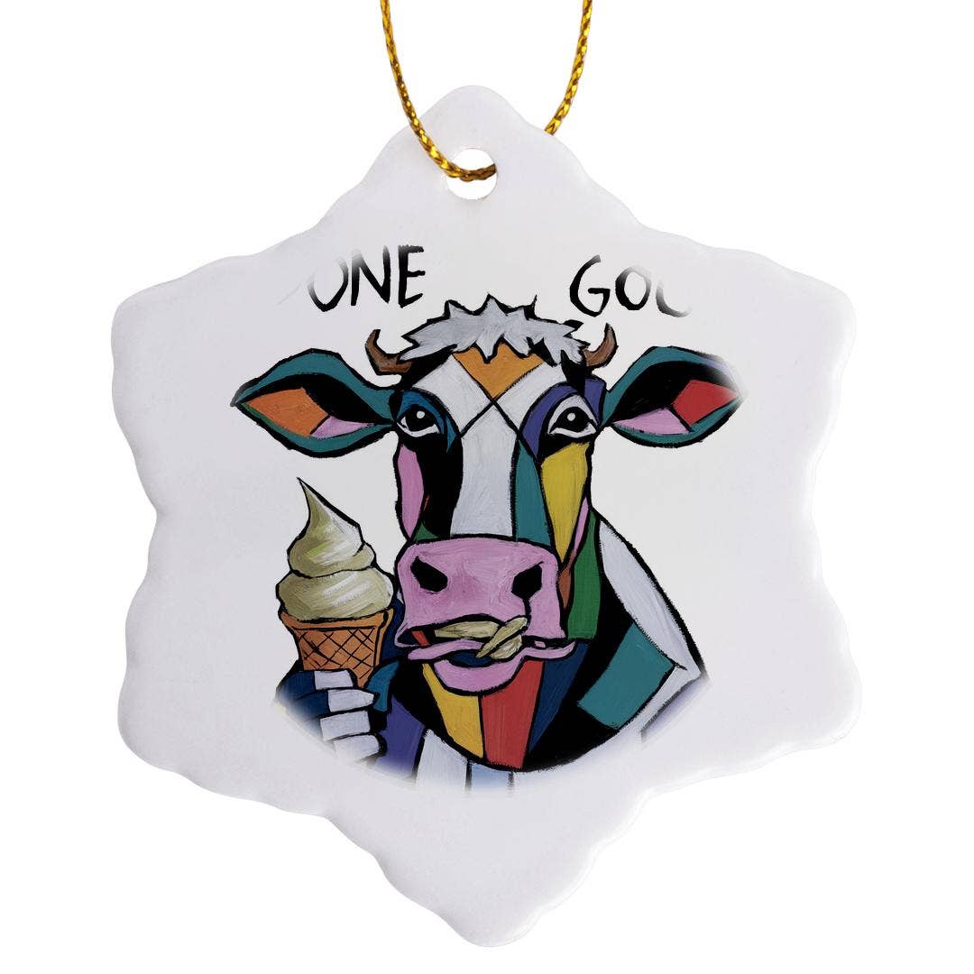 3dRose - Vendita all'ingrosso Decorazione - 3dRose, Divertente Carina Mucca Simpatica che Mangia un Gelato Cono Satira Arte Astratta, Ornamento7