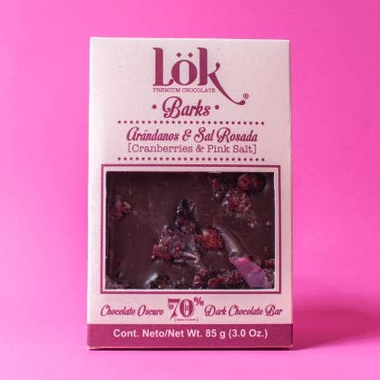 70% Cranberry and Himalayan Pink Salt Chocolate Bar for wholesale by Lök Foods UE