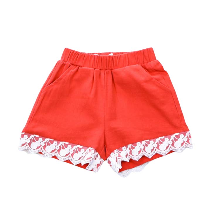 Red S50 20203 Short With Cherry Lace Hem Details for wholesale on Faire