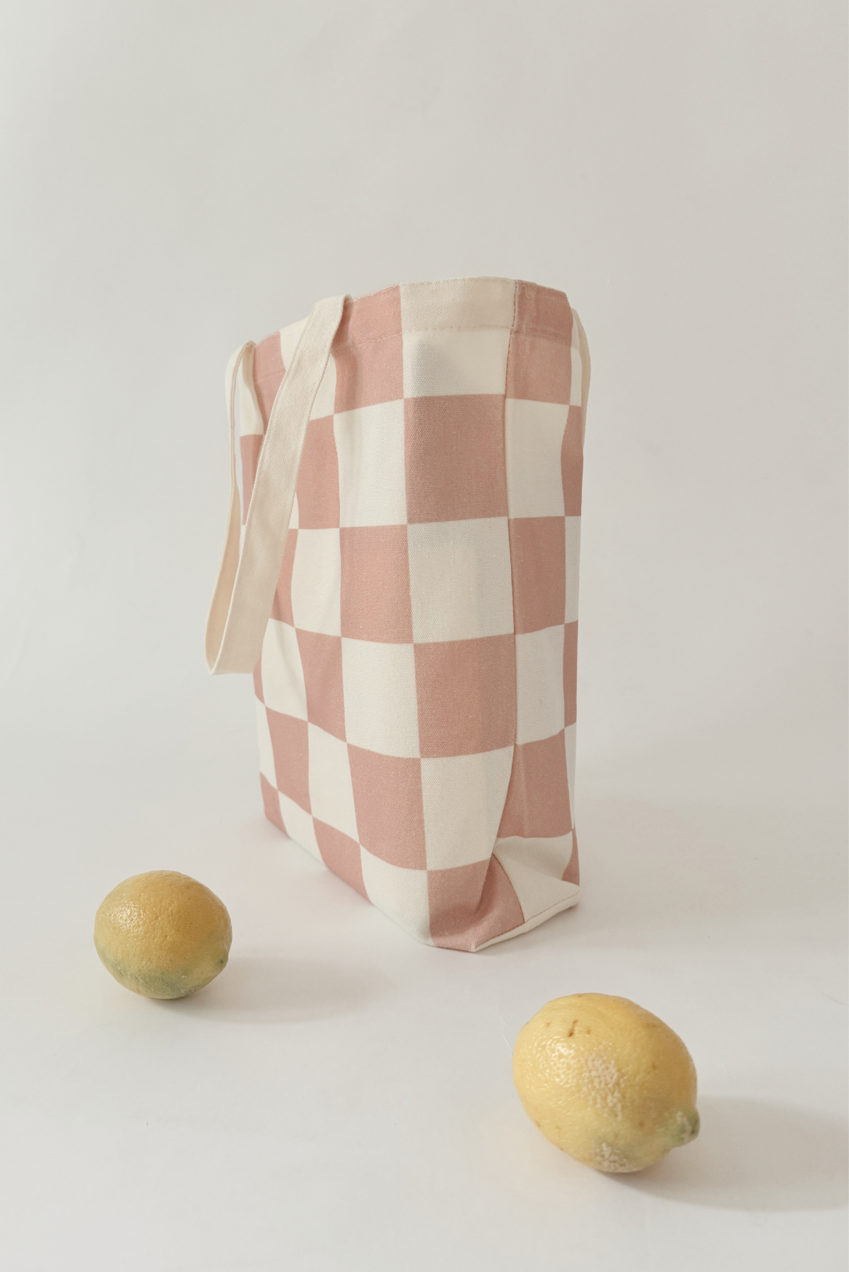 COUTONIC - Wholesale Tote Bag - Women's - Organic Cotton Seashell Pink Checker Tote 2.03