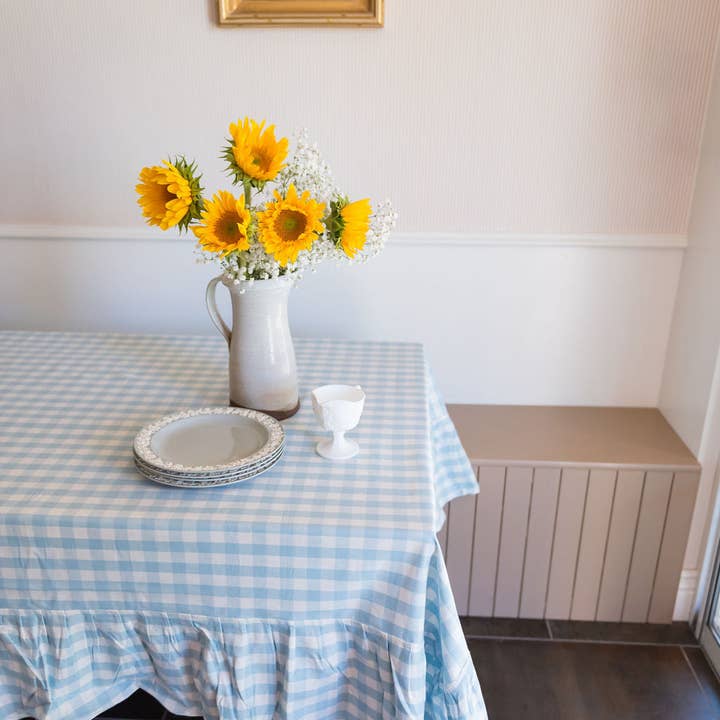 Galley and Fen - Wholesale Tablecloth - Blue Ruffled Gingham Tablecloth5