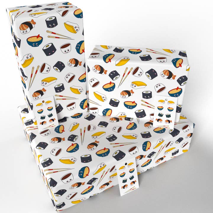 Re-wrapped – wholesale Flat wrap – Sushi & Bowls Wrapping Paper • ECO Friendly • UK Made2