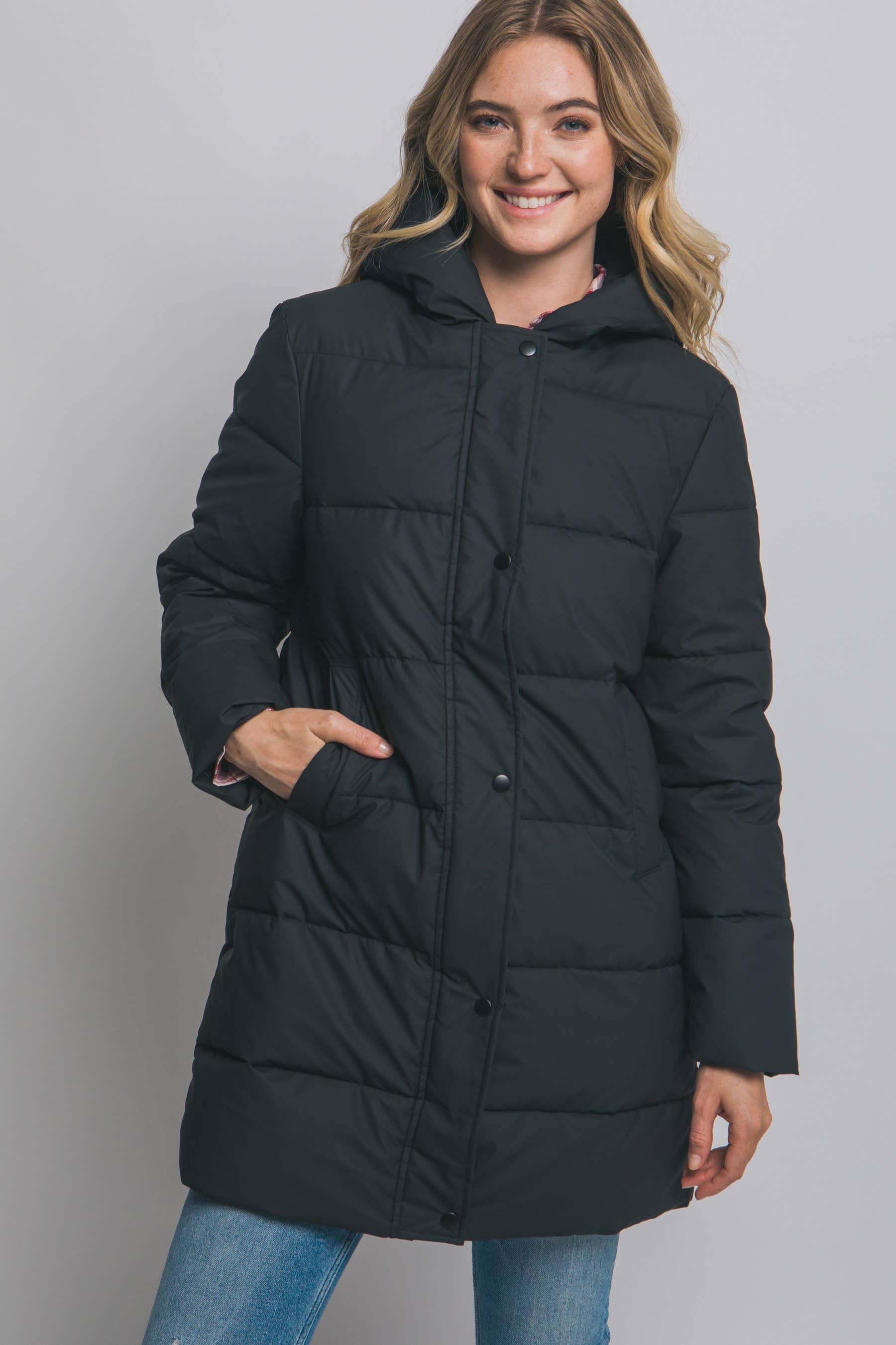 42POPS - Wholesale Outerwear Vest - Women's - ,...._ Hooded Long Quilted Puffer Coat0