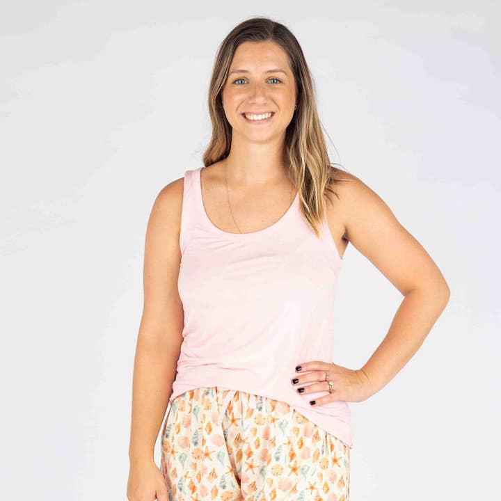 Beige Multi Sandy Seashells Womens Bamboo Pajama Shorts for wholesale on Faire