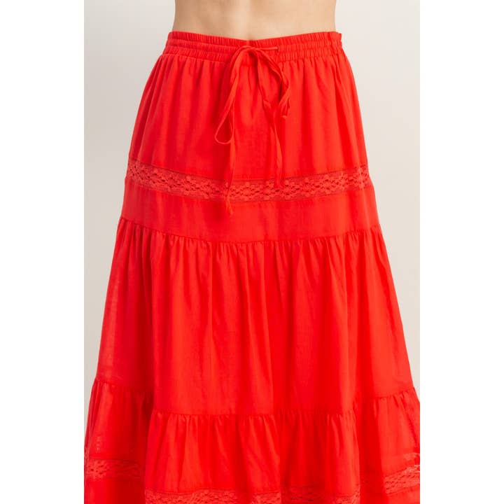 HYFVE - Wholesale Skirt - Women's - HF25C074-High-Waist Cotton Voile Tiered Maxi Skirt