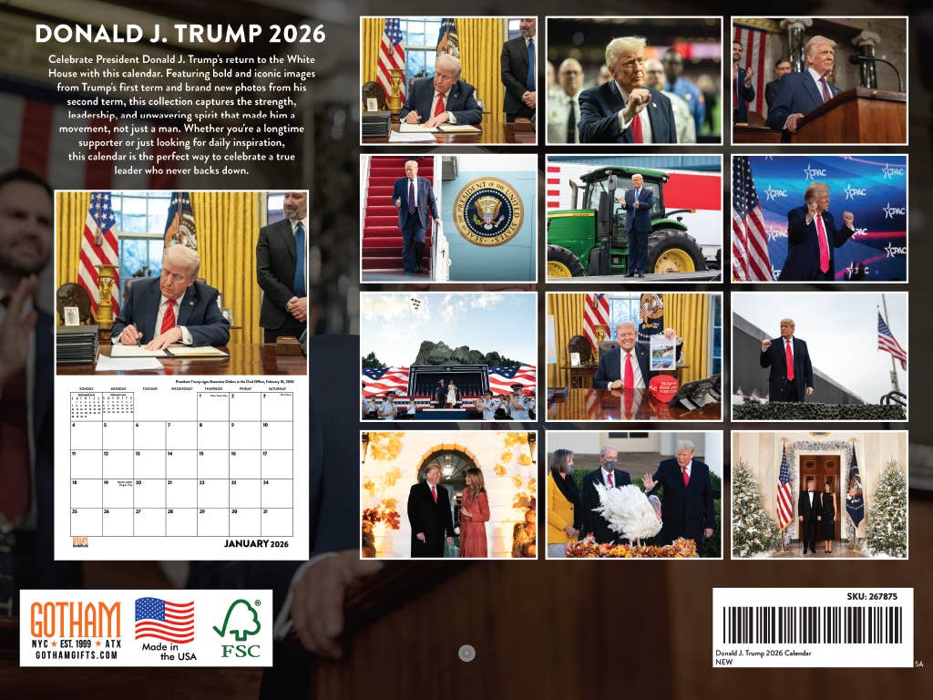 Meerdere kleuren President Trump Kalender 2026 Muur Maandelijks voor groothandel op Faire1