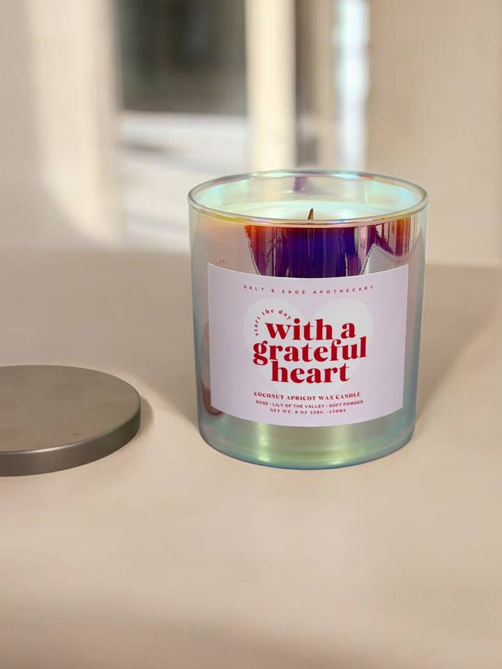 Start With A Grateful Heart Candle for wholesale by Salt & Sage Apothecary