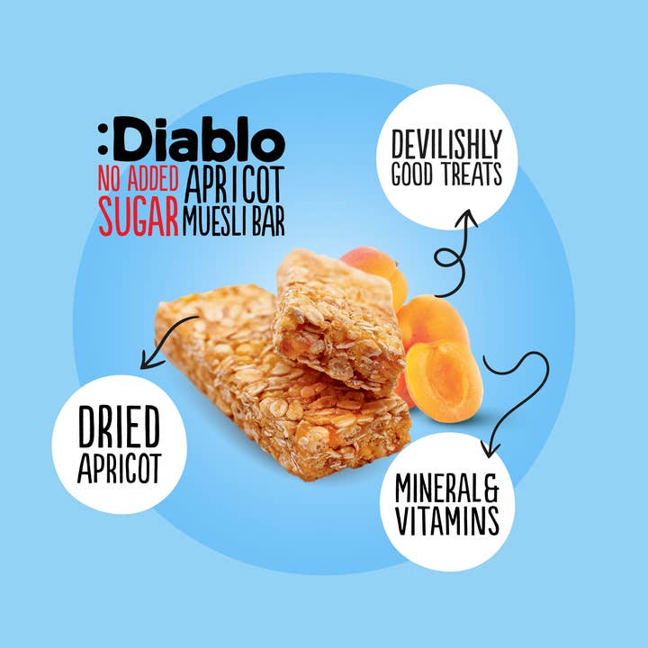 Diablo Sugar Free - Vente Barres de céréales - :Barre de muesli aux abricots Diablo 30 gr2