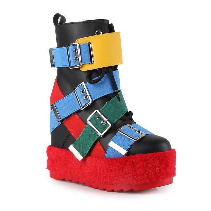 Anthony Wang - Wholesale Booties - Women's - Indo- Hidden Wedge Women's Buckled Ankle Boots