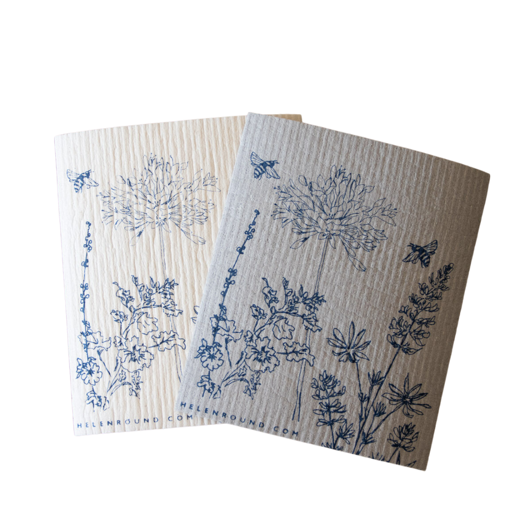 Helen Round - hand printed linen and bamboo wellness – wholesale Dishcloth – Plastic Free, Kitchen Cloths, Swedish Cloths - Bundle Of 5 2