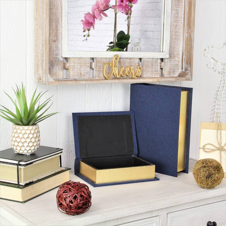 Cheungs Home Decor - Vente Boîtes décoratives - Coffret à livres en lin Canter Isle37