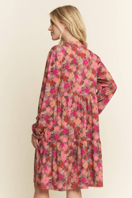 MOKA MULTI ABITO MINI A BALZE FLOREALE CON COLLETTO ALLA COREANA ED6794-12 in vendita all'ingrosso su Faire4